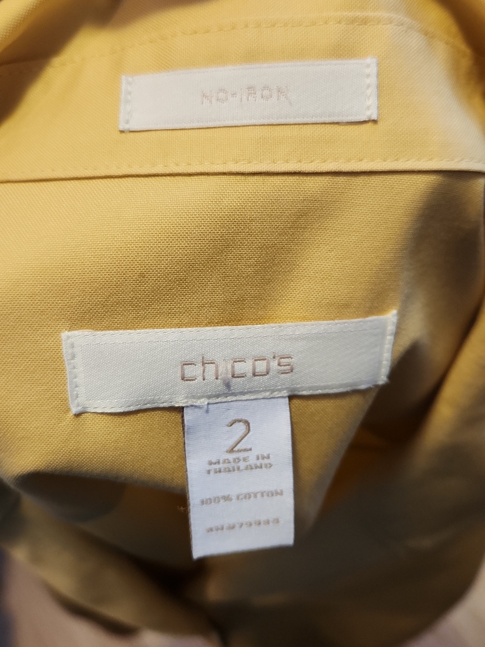 Chico's Soft Buttercup Yellow Button-Front Shirt No Iron 100% Cotton Size Large - Picture 8 of 11